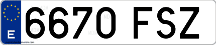 Ejemplo de matrícula de coche ordinaria 6670 FSZ