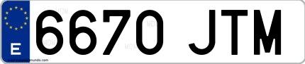 Ejemplo de matrícula española 6670 JTM