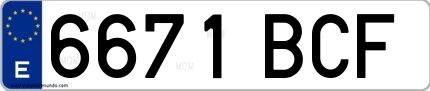 Ejemplo de matrícula española 6671 BCF