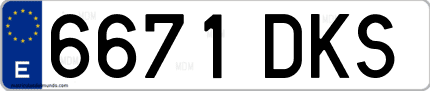 Ejemplo de matrícula de coche ordinaria 6671 DKS