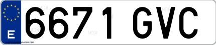Ejemplo de matrícula española 6671 GVC