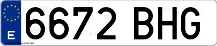 Ejemplo de matrícula española 6672 BHG