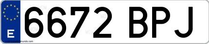 Ejemplo de matrícula española 6672 BPJ