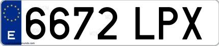 Ejemplo de matrícula española 6672 LPX