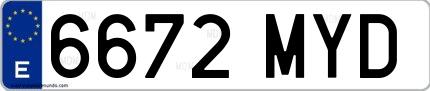 Ejemplo de matrícula española 6672 MYD