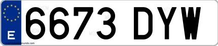 Ejemplo de matrícula española 6673 DYW