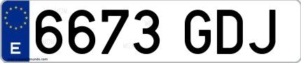 Ejemplo de matrícula española 6673 GDJ