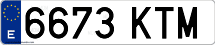 Ejemplo de matrícula de coche ordinaria 6673 KTM