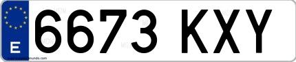 Ejemplo de matrícula española 6673 KXY