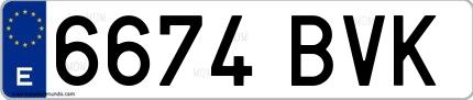 Ejemplo de matrícula española 6674 BVK