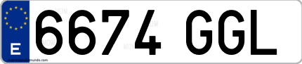 Ejemplo de matrícula de coche ordinaria 6674 GGL