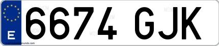 Ejemplo de matrícula española 6674 GJK
