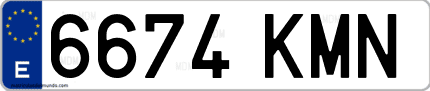 Ejemplo de matrícula de coche ordinaria 6674 KMN