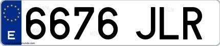 Ejemplo de matrícula española 6676 JLR