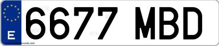 Ejemplo de matrícula española 6677 MBD