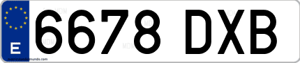 Ejemplo de matrícula de coche ordinaria 6678 DXB