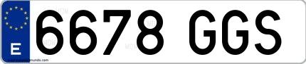 Ejemplo de matrícula española 6678 GGS