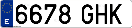 Ejemplo de matrícula de coche ordinaria 6678 GHK