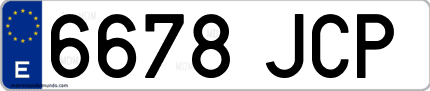 Ejemplo de matrícula de coche ordinaria 6678 JCP