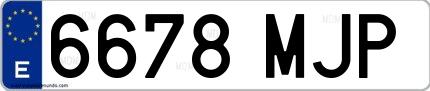 Ejemplo de matrícula española 6678 MJP
