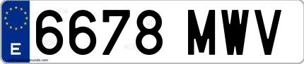 Ejemplo de matrícula española 6678 MWV