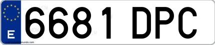 Ejemplo de matrícula española 6681 DPC