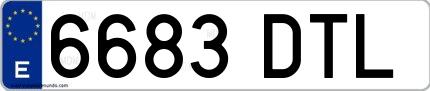 Ejemplo de matrícula española 6683 DTL
