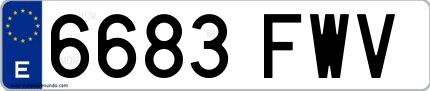 Ejemplo de matrícula española 6683 FWV