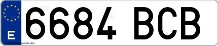 Ejemplo de matrícula española 6684 BCB