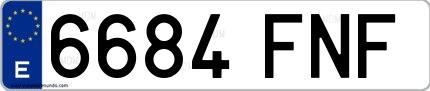 Ejemplo de matrícula española 6684 FNF