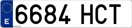 Ejemplo de matrícula española 6684 HCT