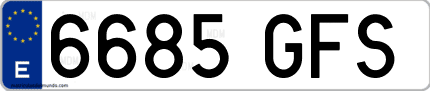 Ejemplo de matrícula de coche ordinaria 6685 GFS