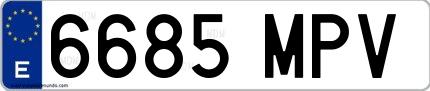 Ejemplo de matrícula española 6685 MPV