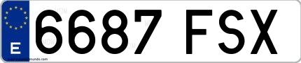Ejemplo de matrícula española 6687 FSX
