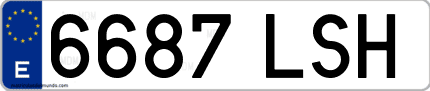 Ejemplo de matrícula de coche ordinaria 6687 LSH