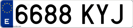 Ejemplo de matrícula de coche ordinaria 6688 KYJ