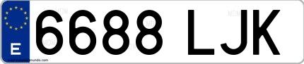 Ejemplo de matrícula española 6688 LJK