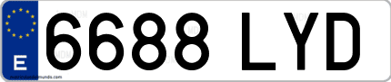 Ejemplo de matrícula de coche ordinaria 6688 LYD