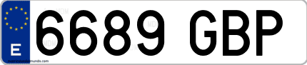 Ejemplo de matrícula de coche ordinaria 6689 GBP