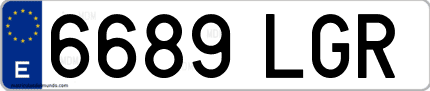 Ejemplo de matrícula de coche ordinaria 6689 LGR