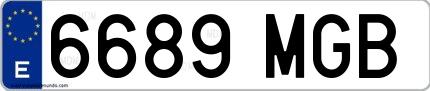 Ejemplo de matrícula española 6689 MGB