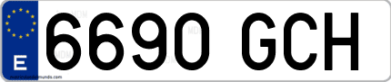 Ejemplo de matrícula de coche ordinaria 6690 GCH