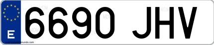 Ejemplo de matrícula española 6690 JHV