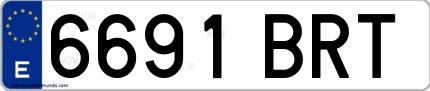 Ejemplo de matrícula española 6691 BRT