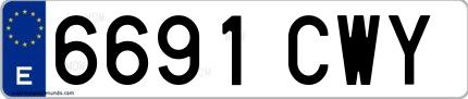 Ejemplo de matrícula española 6691 CWY