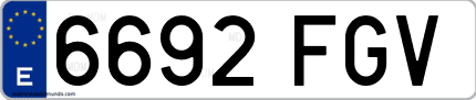Ejemplo de matrícula de coche ordinaria 6692 FGV