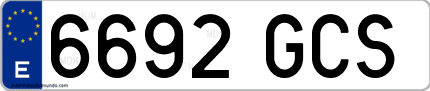 Ejemplo de matrícula de coche ordinaria 6692 GCS