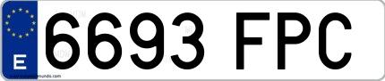 Ejemplo de matrícula española 6693 FPC