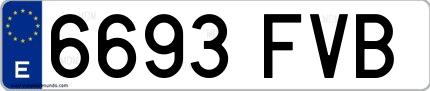 Ejemplo de matrícula española 6693 FVB