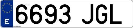 Ejemplo de matrícula española 6693 JGL